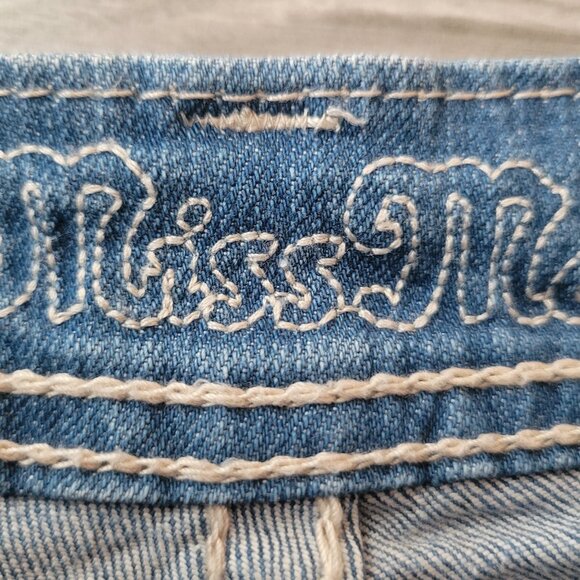 MISS ME SHORTS BLEACH DIP DYE BLUE OMBRE STRETCH LOW RISE DISTRESSED SIZE 28 - Picture 8 of 14